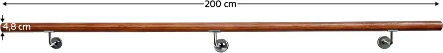 Fogantyú/korlát, tömör fa, barna, 200 cm, MANEL TYP 2