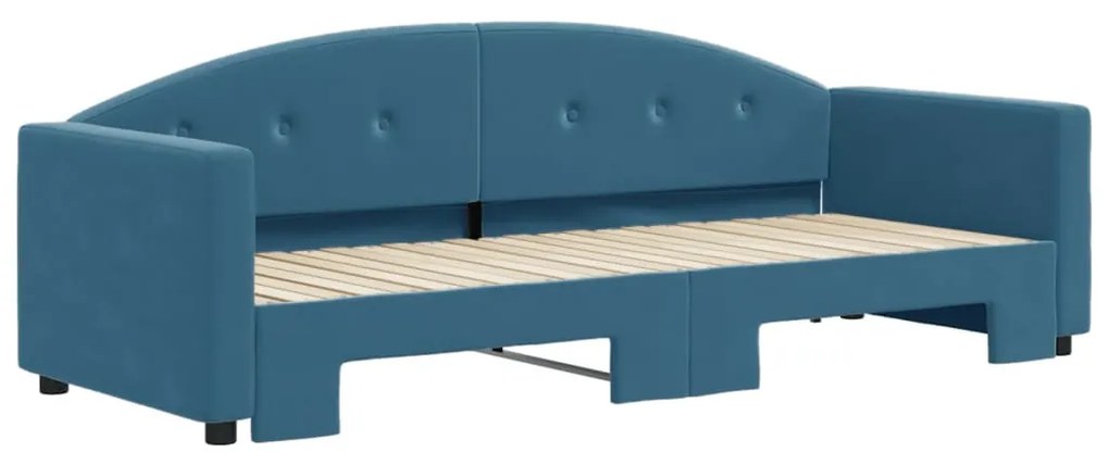 kék kihúzható szövet heverő 80 x 200 cm