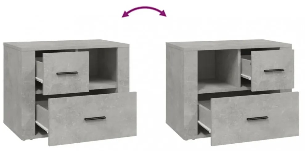 betonszürke szerelt fa éjjeliszekrény 60 x 36 x 45 cm