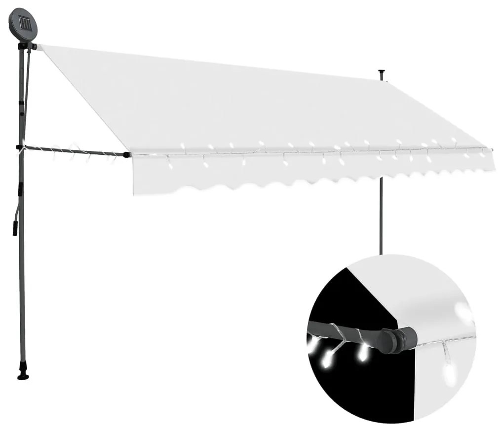 Krémszínű kézzel kihúzható LED-es napellenző 400 cm