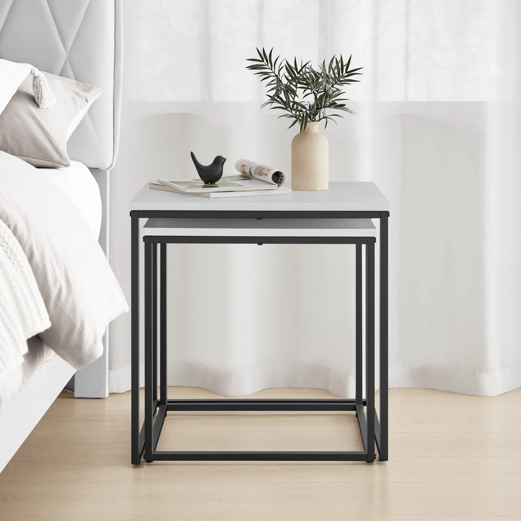 2 db-os QUADRO dohányzóasztal szett, fehér