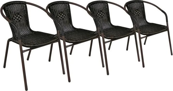 GARTHEN Polirattan kerti szék készlet 4 db sötétbarna