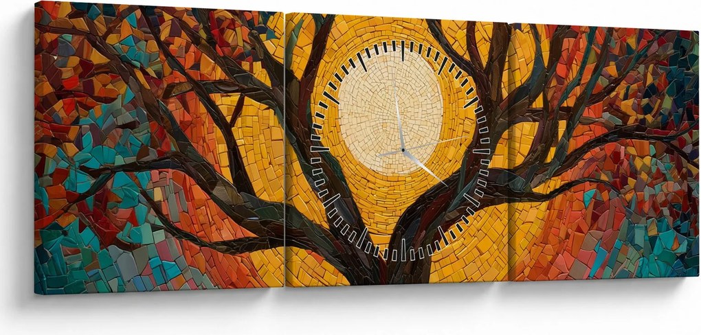 Kép - Nap az élet fájának koronájában (órával) (90x30 cm)
