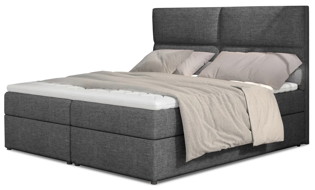 Franciaágy Boxspring 160 cm Amebra (világosszürke) (matracokkal és tárolóval). 1025389