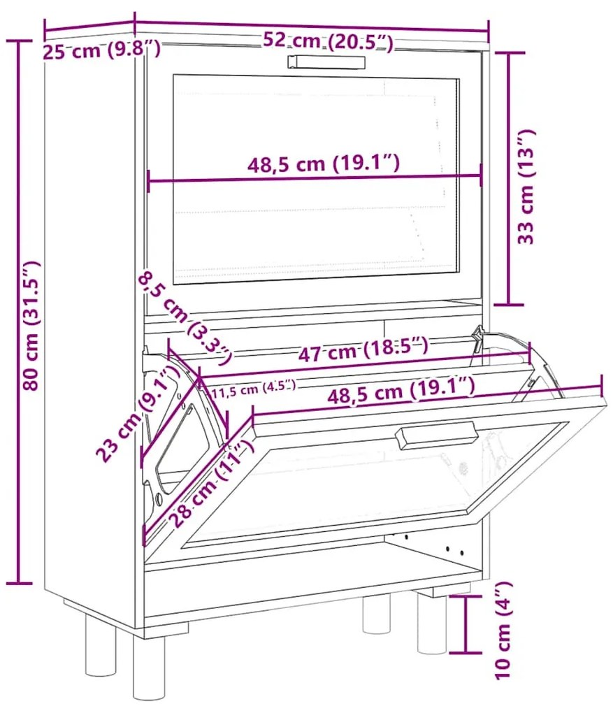 barna szerelt fa és természetes rattan cipőszekrény 52x25x80 cm