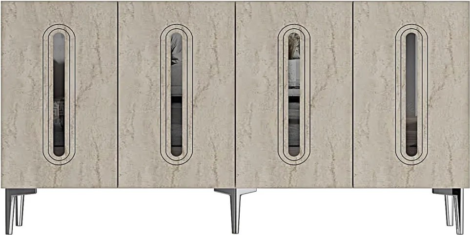 Rany 150 - White, Travertine, Silver
