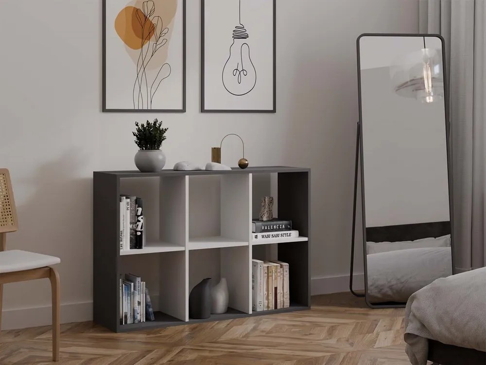 Malax 2x3 polc, 110x75x30 cm, antracit-fehér