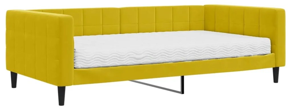 sárga bársony kanapéágy matraccal 100 x 200 cm