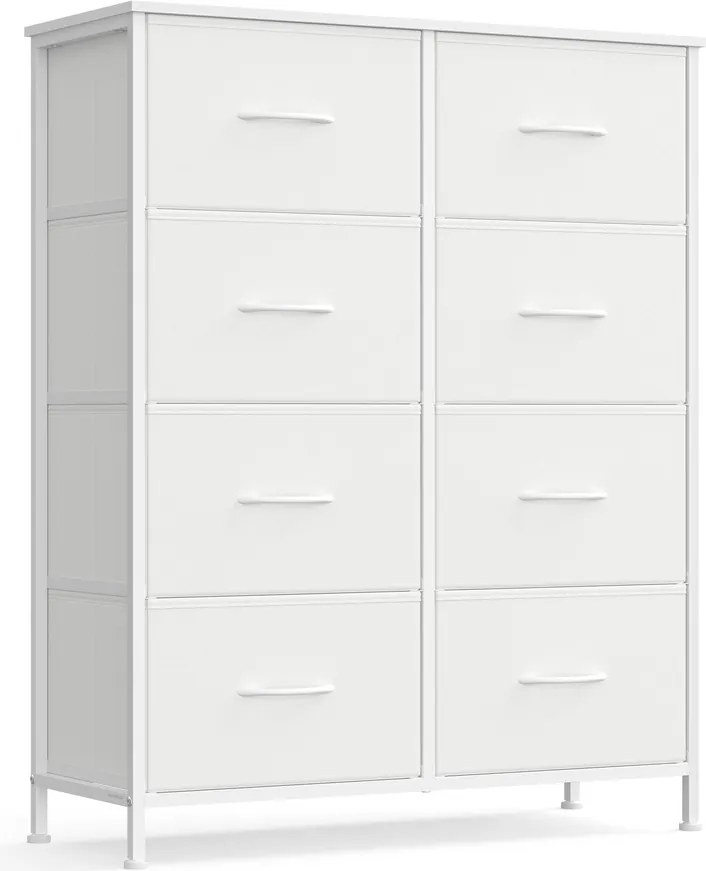 BELLAH modern komód, tárolószekrény 8 fiókkal, felhőfehér és hófehér színben