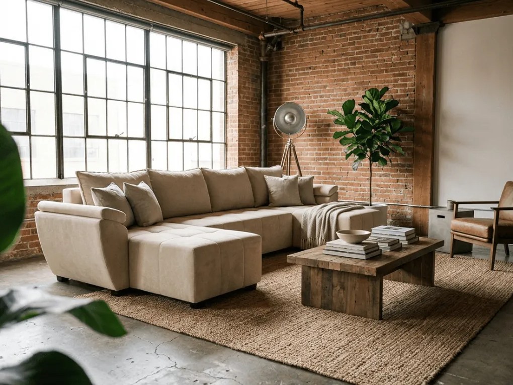 Kihúzható U alakú ülőgarnitúra LIVARO 305x140 cm, krémszínű