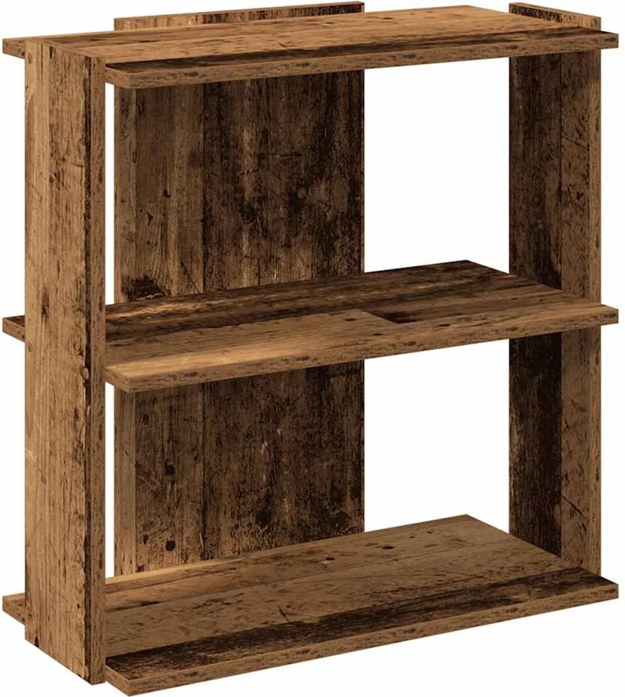 vidaXL 3 szintes antik fa szerelt fa könyvespolc 60 x 30 x 60 cm