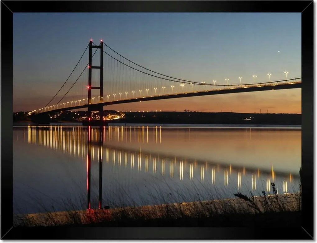 Poszterek keretben 40x30 Világító függőhíd éjszaka