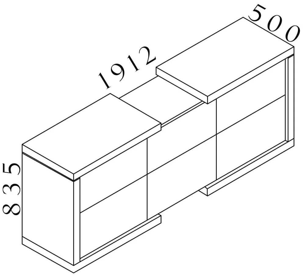 Lineart alacsony szekrény 191,2 x 50 x 83,5 cm, bodza sötét / fehér