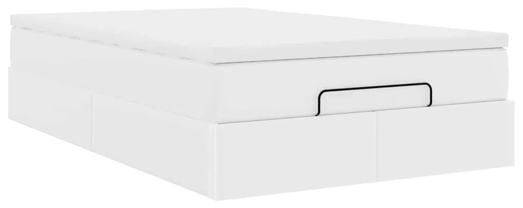 Ottomán ágykeret matraccal Fehér 120x200cm műbőrrel