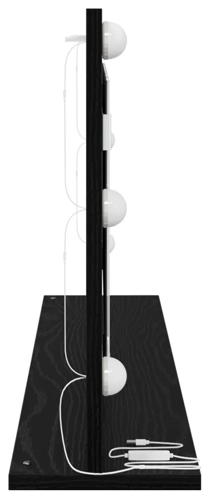 Tükör LED világítással Fekete tölgy 100x45x18 cm