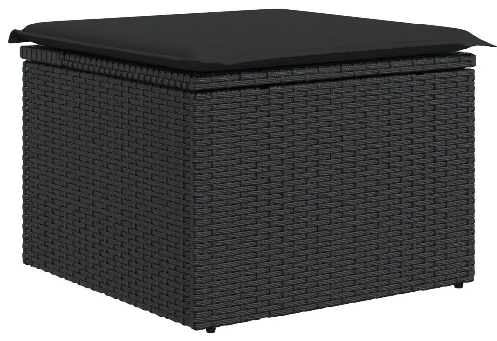 6 darabos kerti kanapé szett párnákkal fekete poly rattan