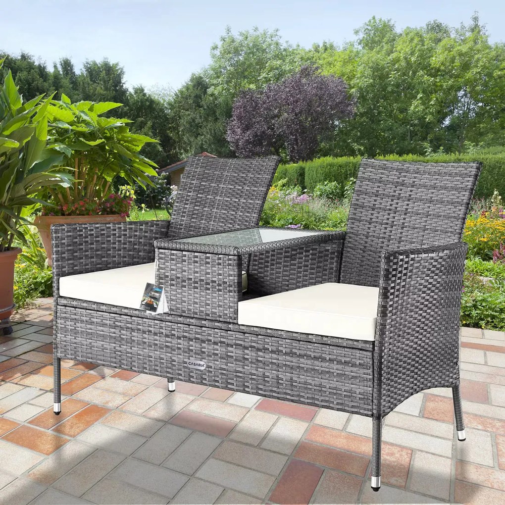 Deuba Rattan kerti pad - szürke