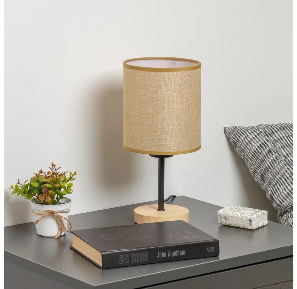 Brilagi - Asztali lámpa NUBILA WOOD 1xE27/25W/230V tölgy/világosbarna