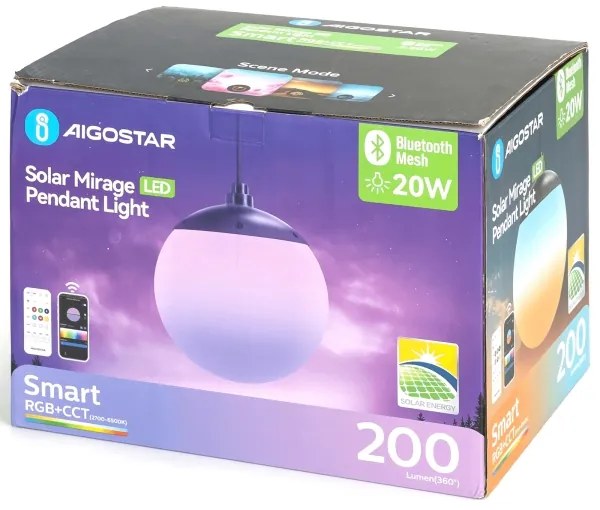 Aigostar-LED RGBW Napelemes csillár MESH 20W/3,7V 4000 mAh 2700K-6500K IP65 átm. 15 cm