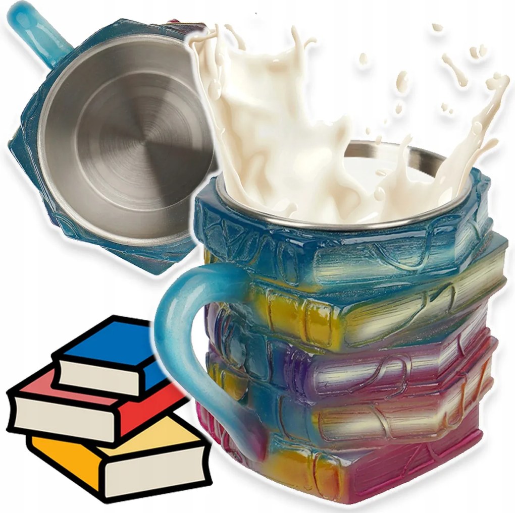 3D Painted Book Bögre Innovatív kávéscsésze egyedi mintával