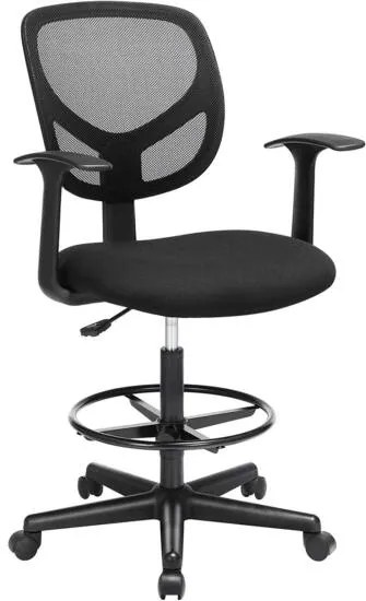 Ergonomikus irodai szék kartámaszokkal, magas forgó szék, Fekete Outlet