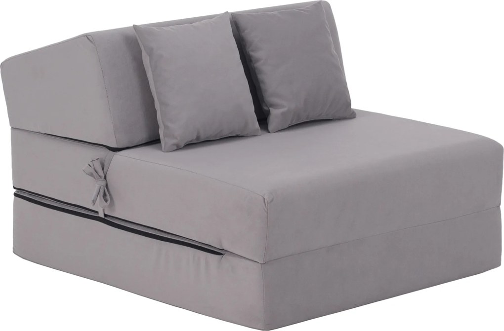 Összecsukható matrac/fotel, 2v1, világosszürke, PELOS