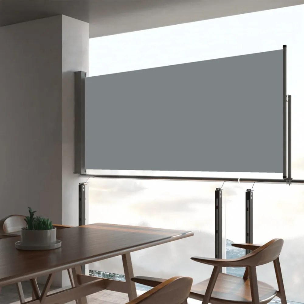 szürke kihúzható oldalsó terasz napellenző 60 x 300 cm