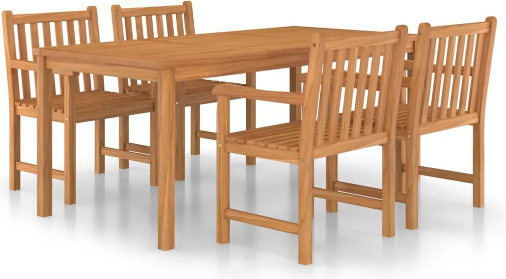 vidaXL 5 részes tömör tíkfa kerti étkezőgarnitúra 180 x 90 cm