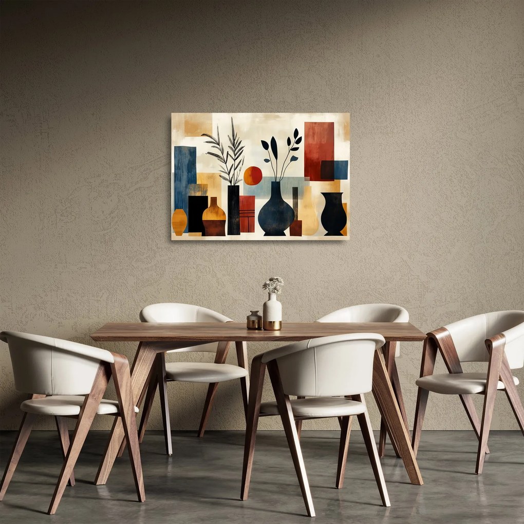 Üveg kép - Kubista vázák (70x50 cm)
