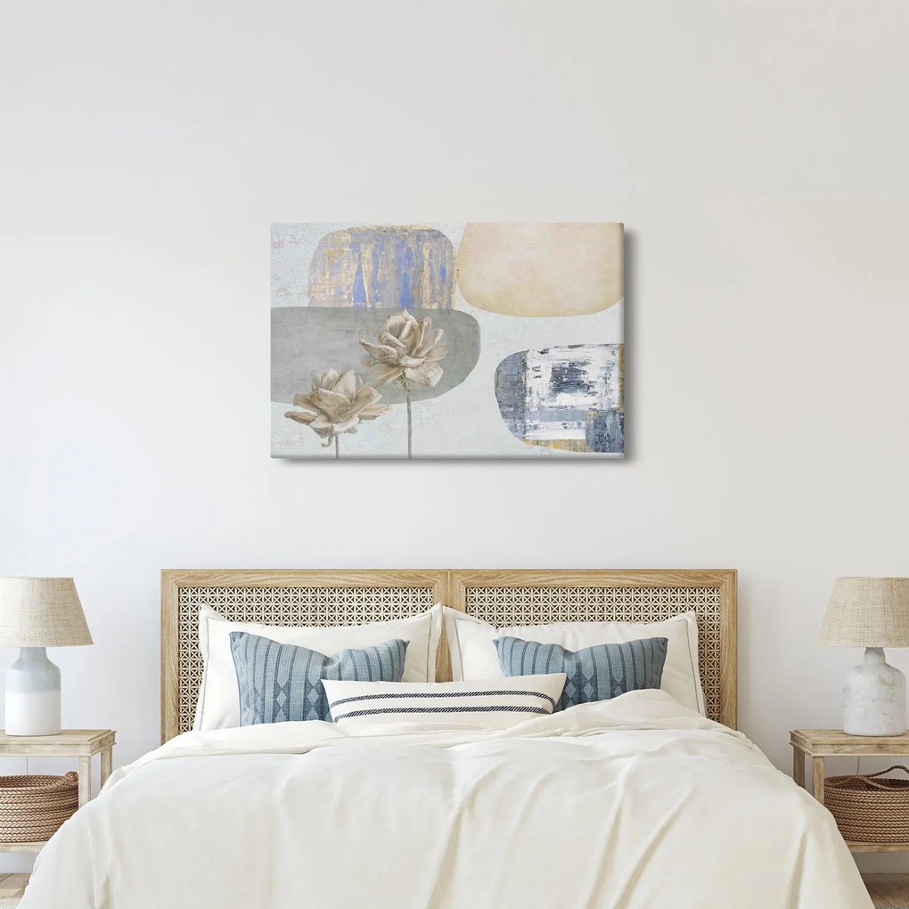 Kép - Festészet virágokkal és textúrákkal (90x60 cm)