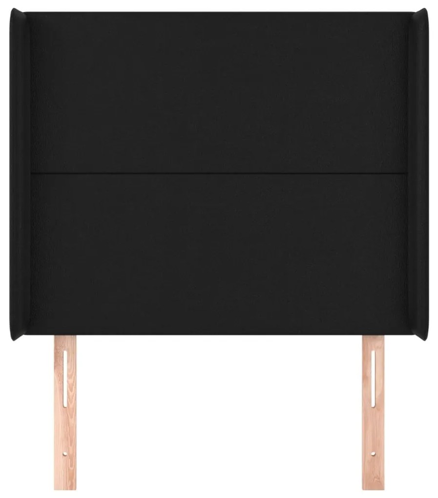 fekete műbőr fejtámla szárnyakkal 83x16x118/128 cm