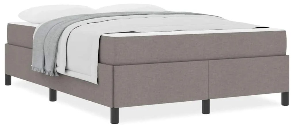 Boxrugós ágy Taupe és Fekete 140 x 190 cm Textil és mérnöki fa
