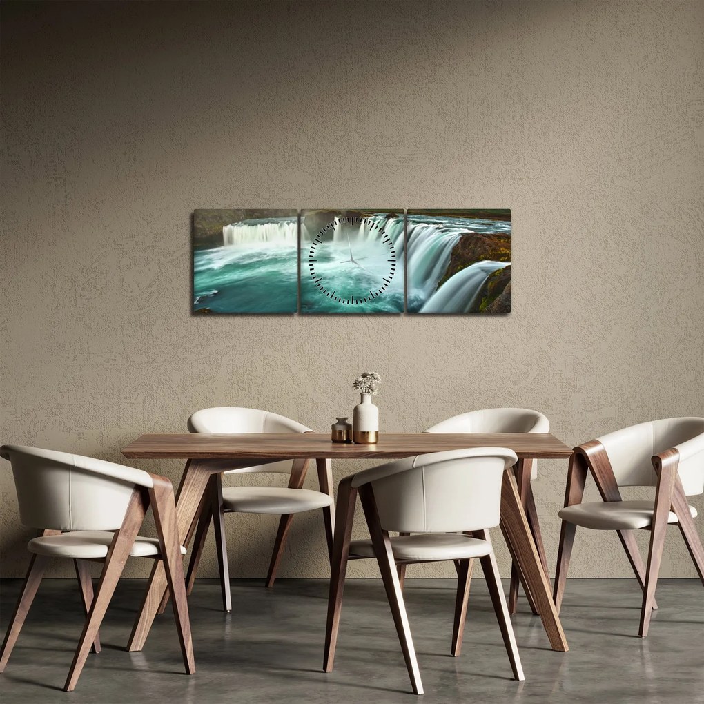 Kép - Vízesések (órával) (90x30 cm)