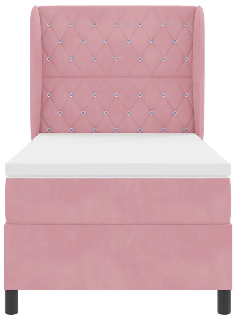 Boxspring Ágy Matraccal Rózsaszín 90x190 cm Bársony