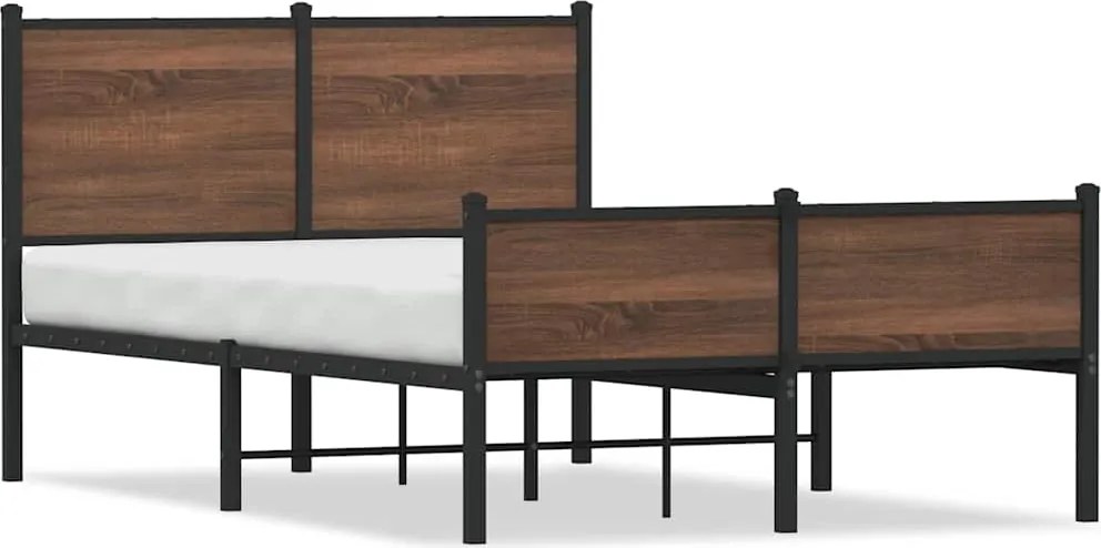 vidaXL barna tölgy színű fém ágykeret matrac nélkül 120 x 200 cm