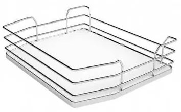 Konyhai fémrács, kamravasalás, 600mm, króm-fehér, részleges kihúzású, 5 kosár, nyíló ajtóhoz Infinity Line 295