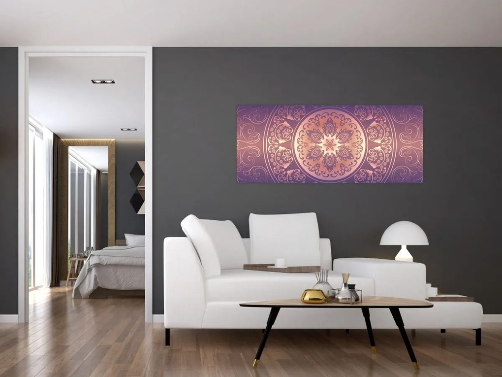 Kép - Mandala lila színátmeneten (120x50 cm)