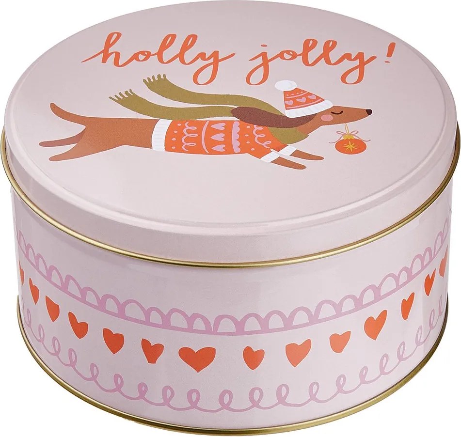 COOKIE JAR fém tárolódoboz, tacskó Ø13,5 cm