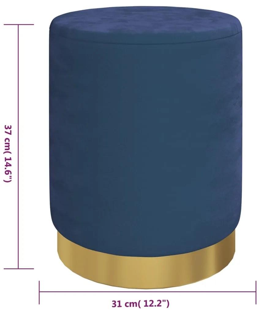 kék kerek bársonyülőke tárolóval 31 x 37 cm