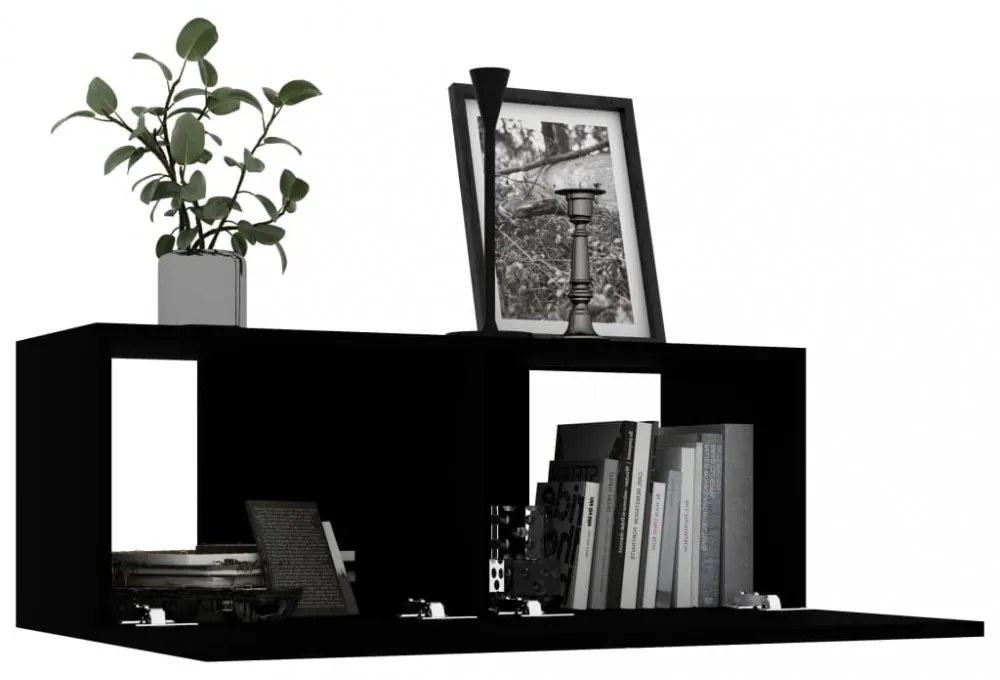 fekete szerelt fa TV-szekrény 80 x 30 x 30 cm