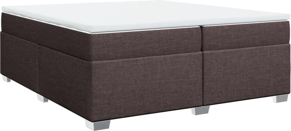 vidaXL sötétbarna szövet rugós ágy matraccal 200 x 200 cm