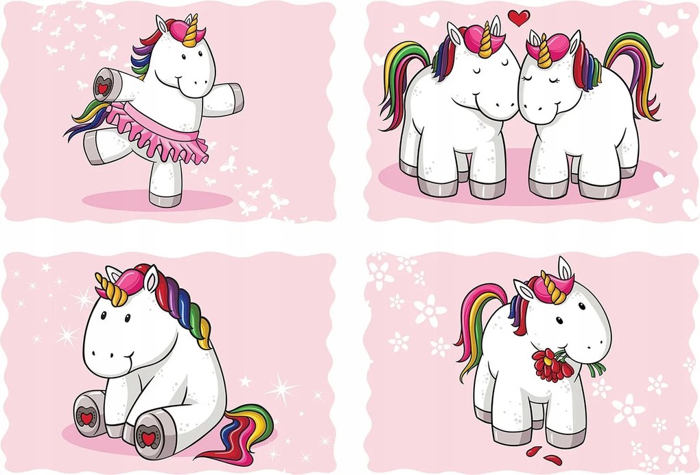 Fotótapéta Unikornisok a gyerekszobába rózsaszín álom 254x184 +ragasztó