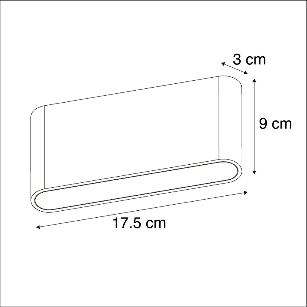 2 db-os kültéri fali lámpa szett sötétszürke 17,5 cm LED-del - Batt