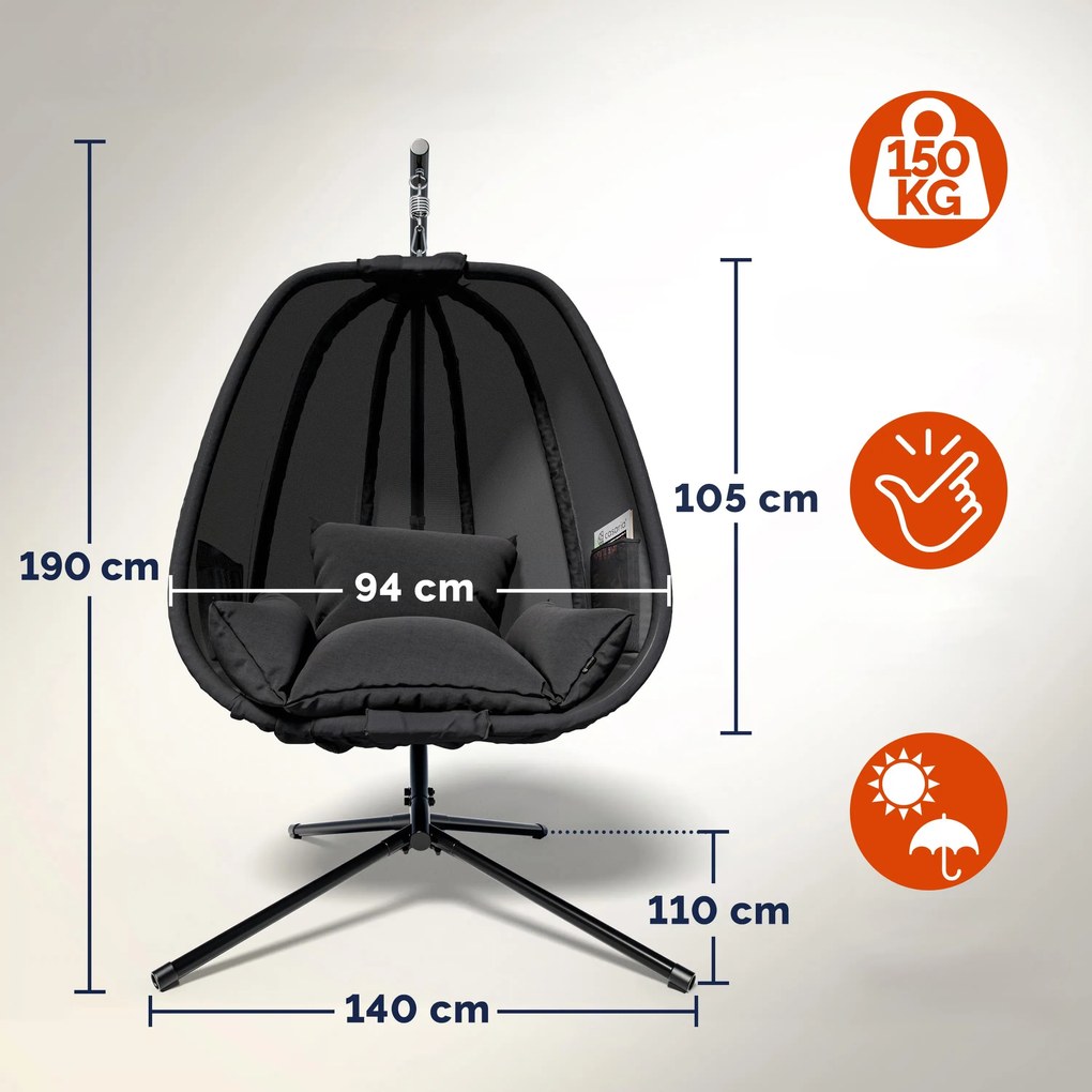 Deuba Alvie függőfotel 190x140x110 cm - fekete