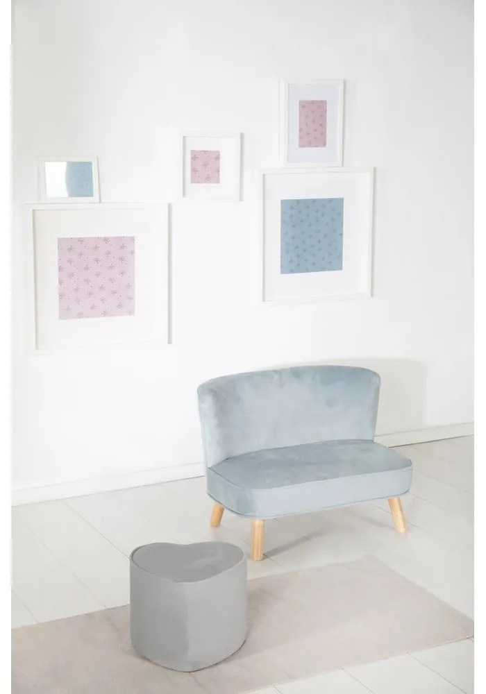 Világosszürke bársony gyerek puff Lil Sofa – Roba