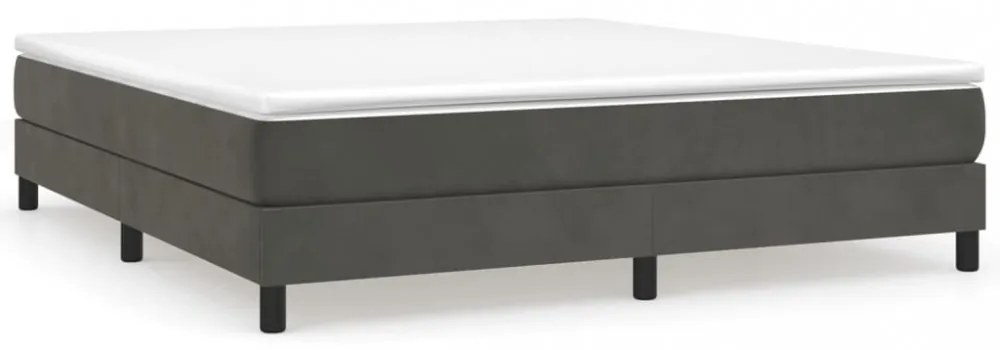 sötétszürke bársony rugós ágykeret 160 x 200 cm