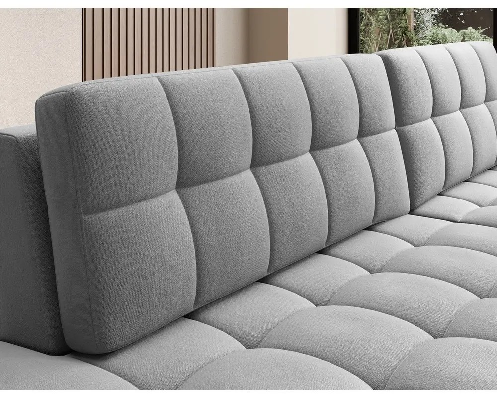 Szürke bársony kinyitható sarokkanapé (jobb oldali-heverő résszel) Blezalt – ELTAP