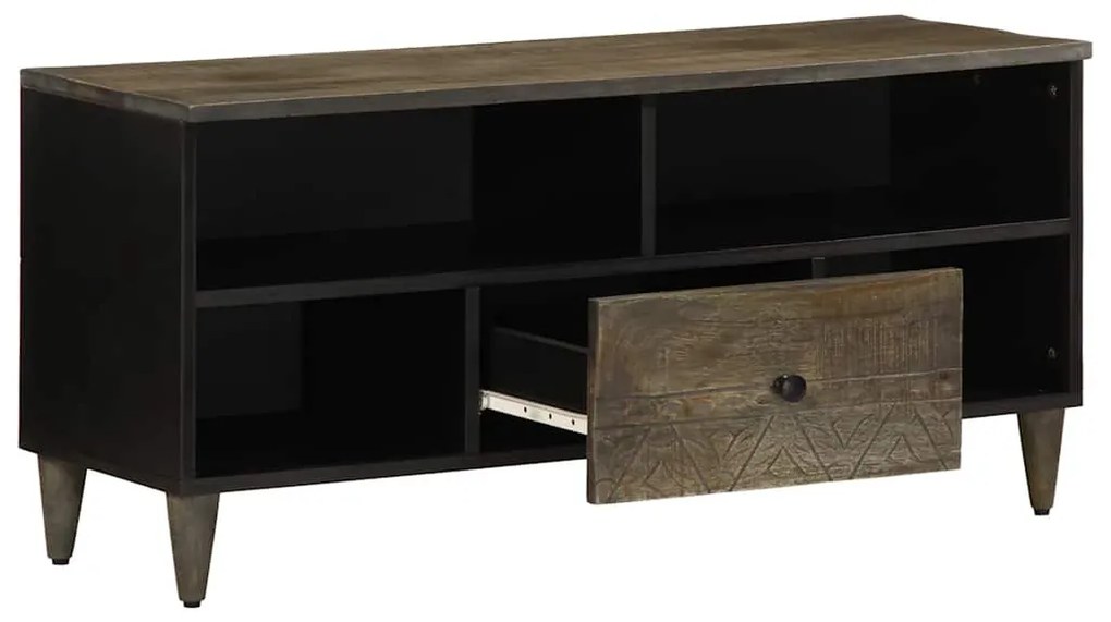 fekete tömör mangófa TV-szekrény 100 x 33 x 46 cm