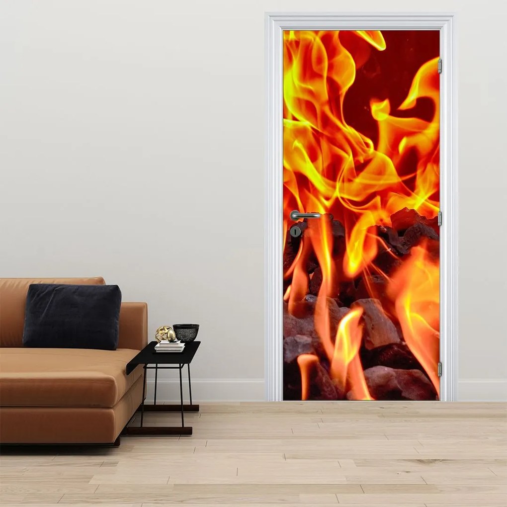 Fotótapéta ajtóra - Égő szén (95x205cm)