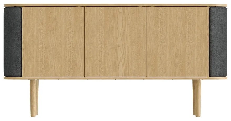 Antracitszürke-natúr színű alacsony komód tölgyfa dekorral 150x75 cm Treasures – UMAGE